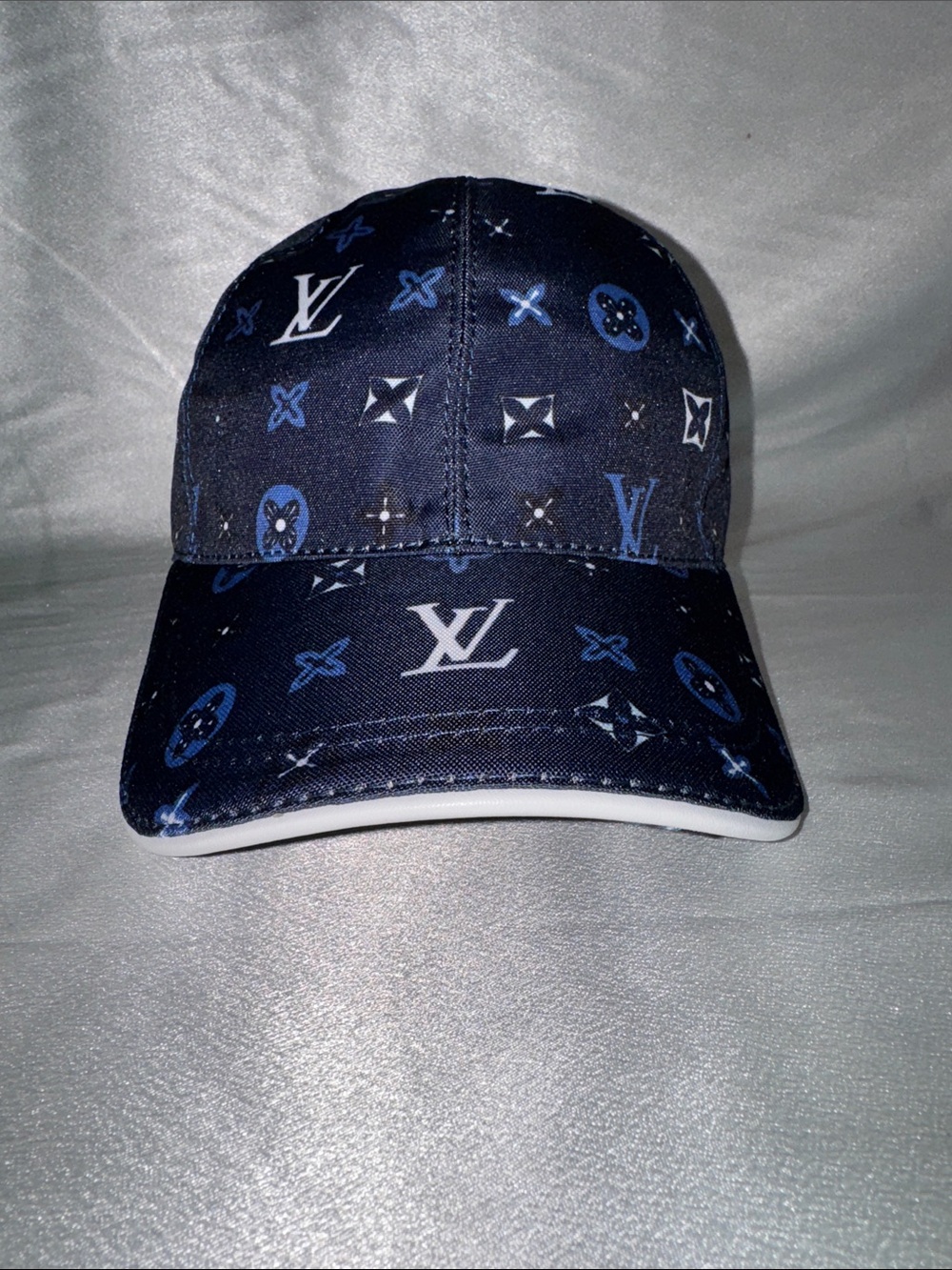 Louis Vuitton Dark Blue Monogram Baseball Cap w/ White Leather Trim🔥New! - Picture 3 of 8